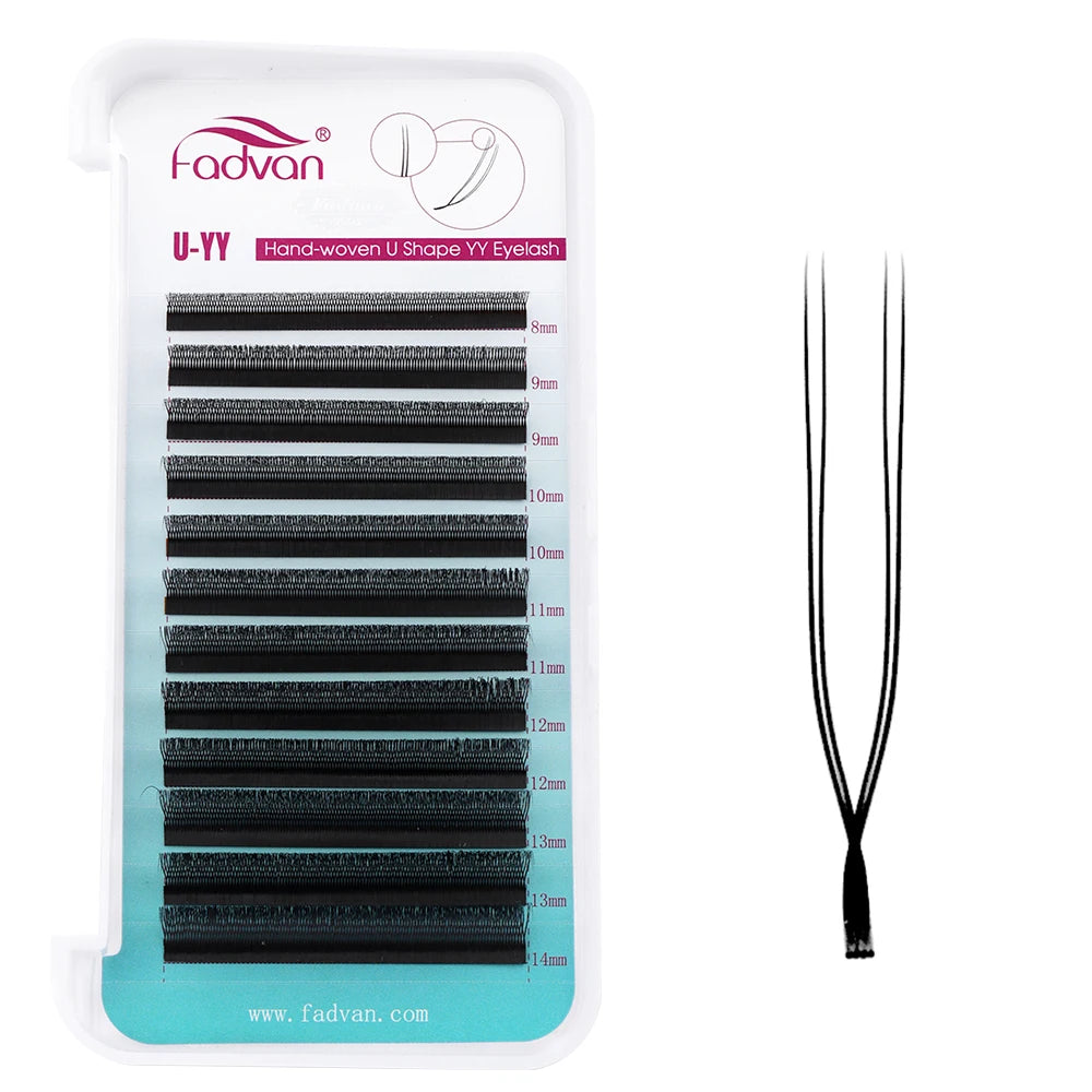 FADVAN U-Shape YY Eyelash Extensions – C/D Curl, Natural & Wispy Volume Lashes