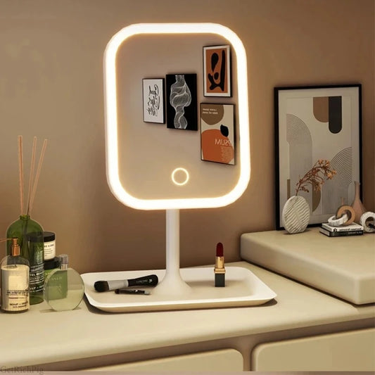 Aesthetic LED Makeup Mirror – Touch Control & 3-Color Light