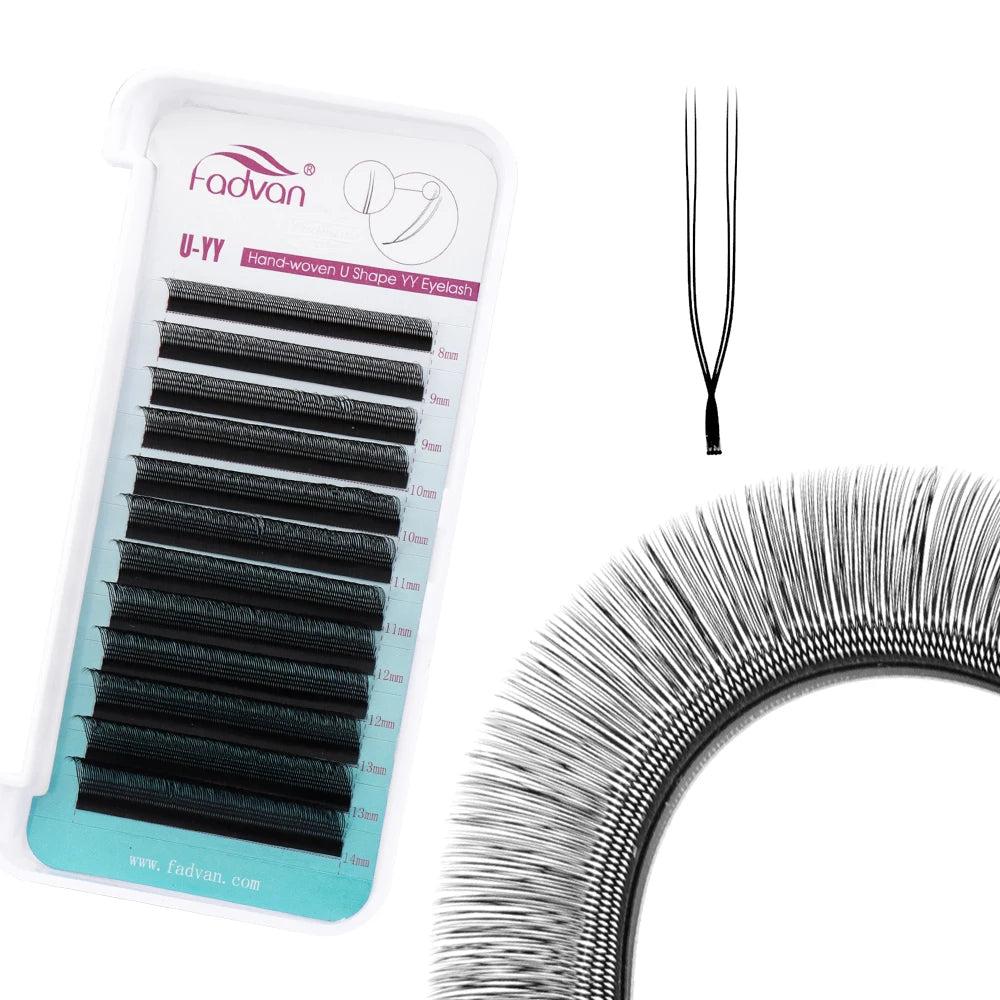 FADVAN U-Shape YY Eyelash Extensions – C/D Curl, Natural & Wispy Volume Lashes