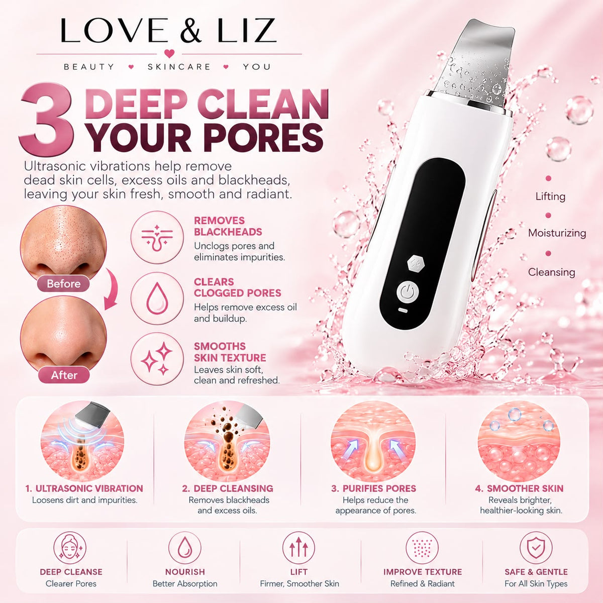 LoveAndLiz Ultrasonic Skin Scrubber