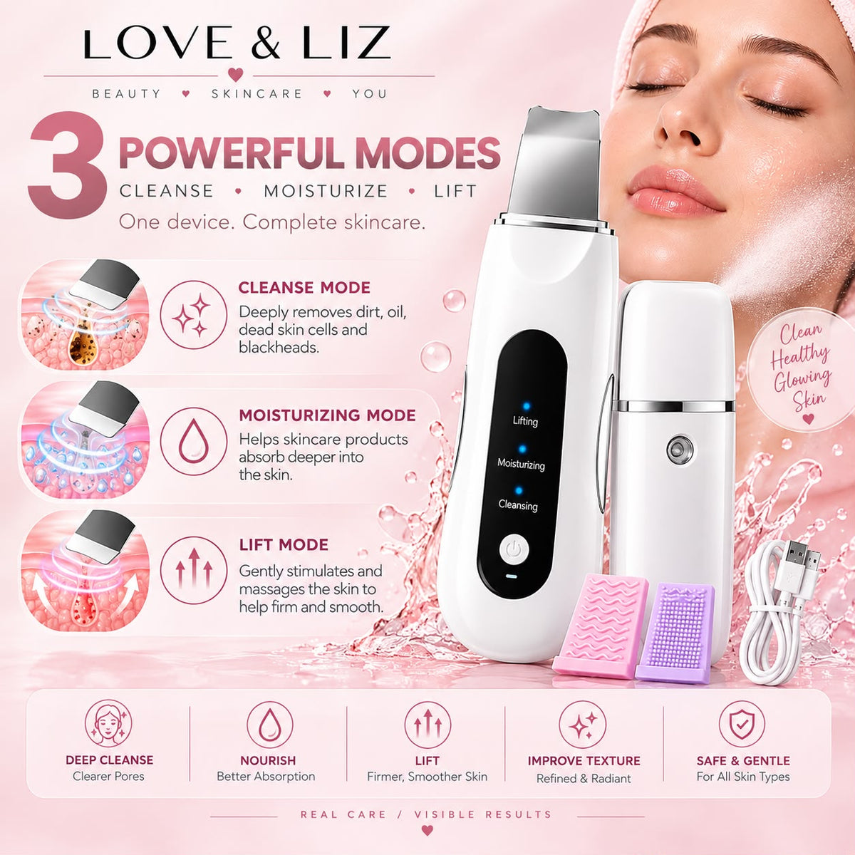 LoveAndLiz Ultrasonic Skin Scrubber